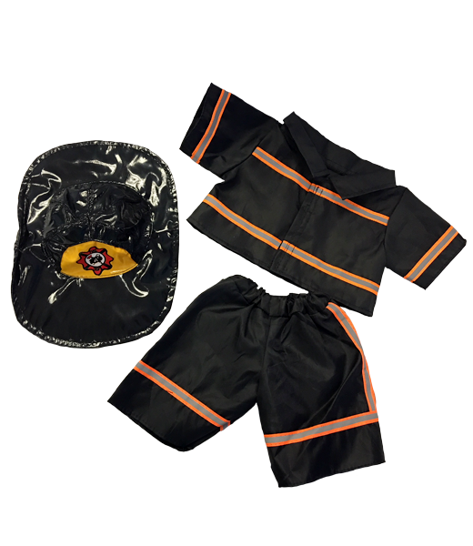 New Black Firefighter Outfit for Stuffed Toys, Fits 14-18 Inch Bears & Plush