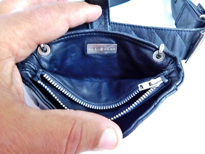 Suzi Roher Black Quilted Leather Stretch Fabric Waist Pouch  display picture 1