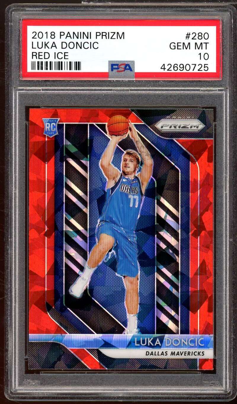 Luka Doncic Rookie Card 2018-19 Panini Prizm Red Ice #280 PSA 10