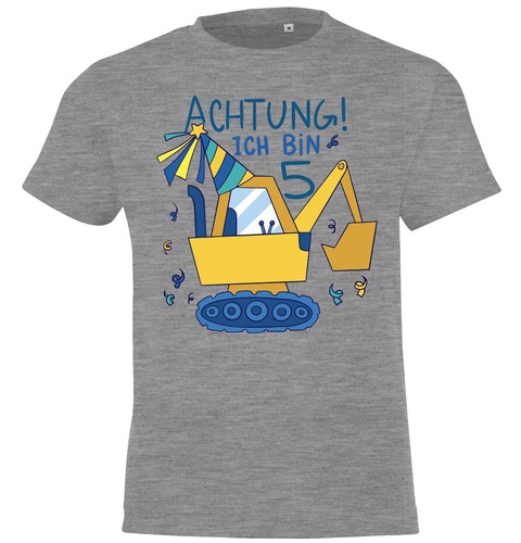 T-shirt bambino Youth Designz attenzione 5 anni stampa logo compleanno Bday Fun - Foto 4 di 7
