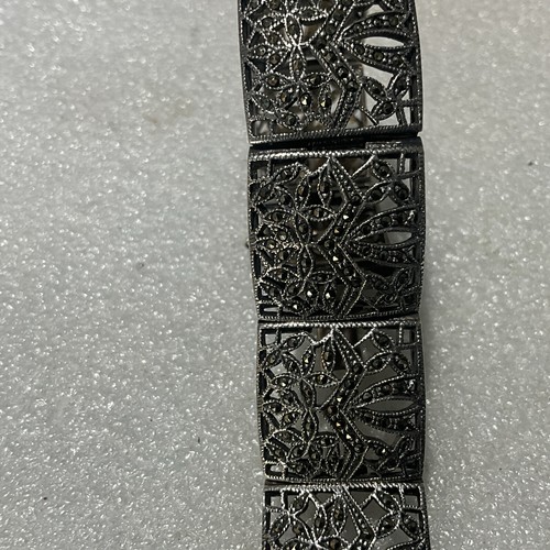 Antique Victorian state STERLING SILVER MARCASITE Silver Bracelet 7" 49gr - Picture 5 of 9