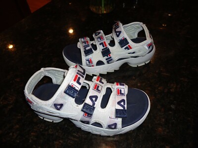 Fila Boys Kids Disruptor Water Shoe Sandals White/Blue/Red Size