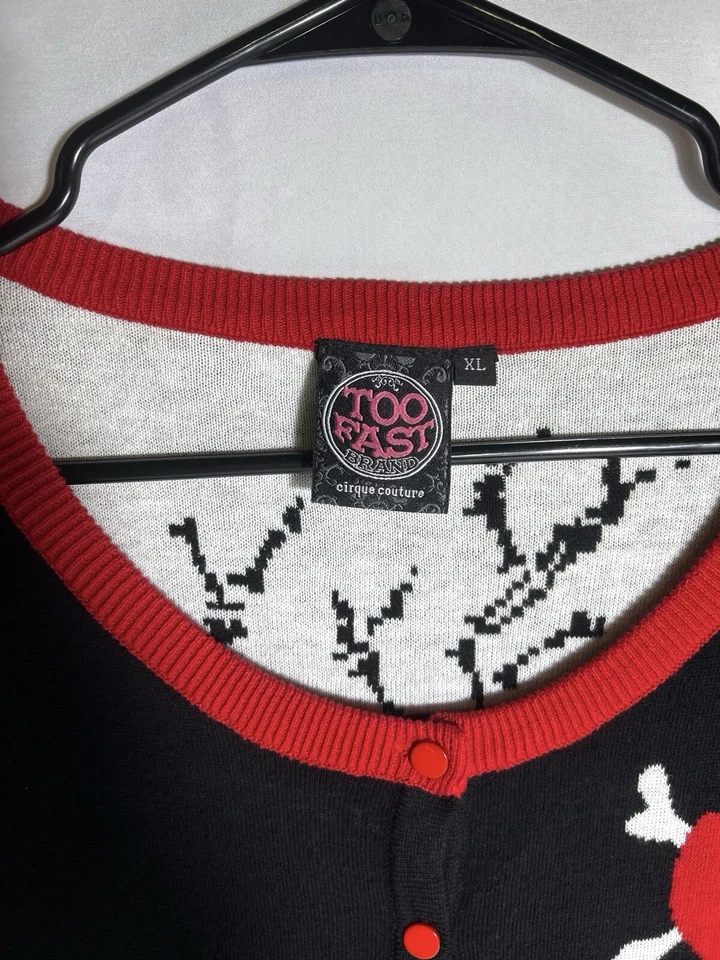 TOO FAST brand skeleton Love Valentines Day Goth Cirque Couture Cold Shoulder M - Image 4 of 4