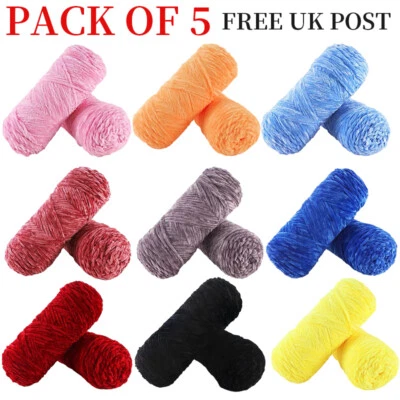 3/5X100g Skein Shiny Chunky Chenille Yarn Crochet Soft Baby Velvet Knitting Wool