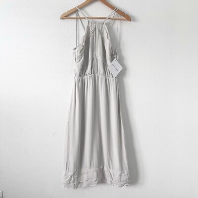 NWT Elliatt Elation Ruffle Halter Wedding Guest Midi Dress in Taupe size M  | eBay