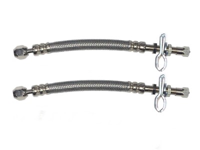 2 STEEL DUAL WHEEL VALVE STEM EXTENDER EXTENSION 7IN STAINLESS STEEL HOSES 