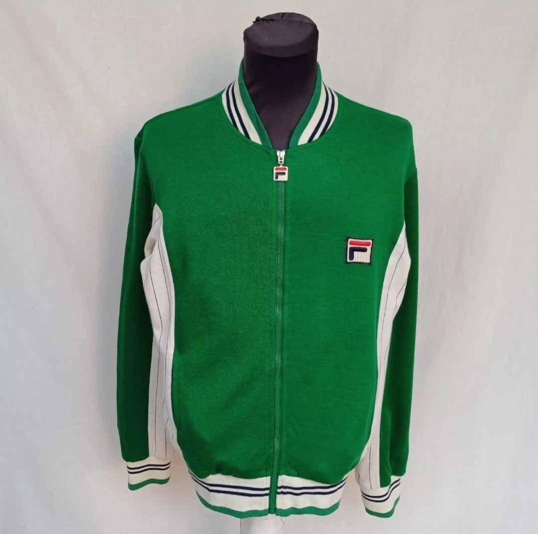 Giacca Track Top Vintage anni 80 FILA Linea Bianca Acrilico Lana Full Zip Taglia Uomo M