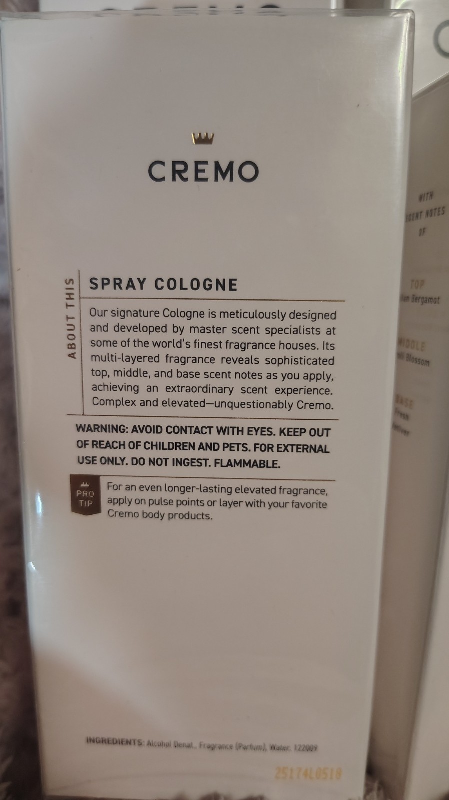 Cremo Spray Cologne - 3.4 fl oz (100 ml) - Italian Bergamot - Bright and Fresh