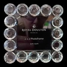 Mini Crystal Picture Frame Royal Doulton 2x2 Photo Clear Leaded Faceted Vintage 