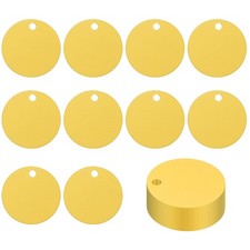 25Pcs 1.6" Metal Round Stamping Blanks Tags Blank Tag with Hole Yellow