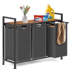 Laundry Sorter Hamper Basket Removable Oxford Fabric Bags with Three Pull-Out