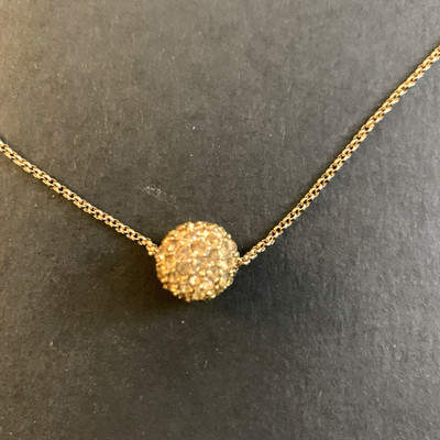 Vintage Monet Necklace Pavé Crystal Fireball Gold Tone 16''-18'' Pendant Signed!