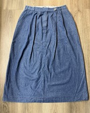 Talbots Vtg Denim Maxi A-Line Skirt High Waist Pleated Cottagecore Prairie 12