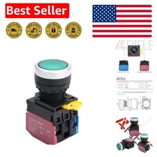 Durable 22mm Push Button Switch with Latching Action, Green LED Indicator