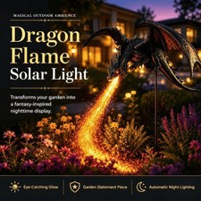 Solar Dragon Fire Garden Light Resin Dragon Outdoor Yard Lawn