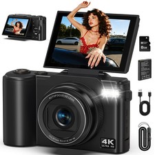 4K Digital Camera 64MP Vlogging Photography YouTube Compact Black DC060-001