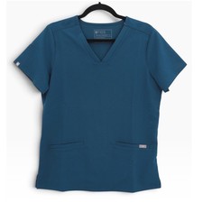 FIGS Casma Three-Pocket Scrub Top Caribbean Blue V-Neck Small 1000213 NEW