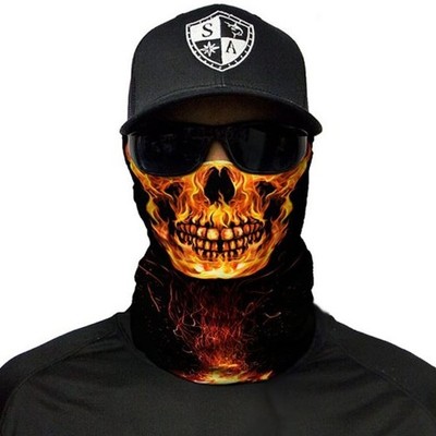 SA Scorched Skull Universal Face Cover, Neck Gaiter, Bandana, Hair Tie Multi-Use