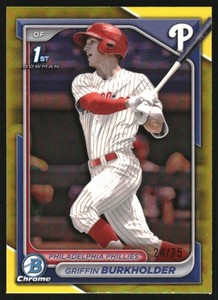 2024 Bowman Chrome Draft Yellow Refractors #BDC60 Griffin Burkholder /75