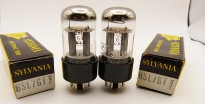 2x SYLVANIA 6SL7GT Export  Röhren Tubes black plates  Neu OVP / New Old Stock IB