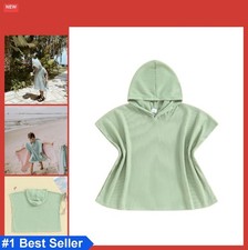 Kids Waffle Poncho Towel Swim Cover Up Hooded Beach Bath Pool Toddler Girls