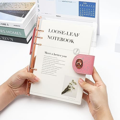 Clear A5 Refillable Notebook Binder with 90 Sheets Lined Paper Rose Gold 6 - Picture 6 of 6