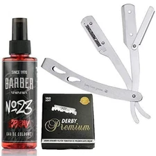 The Shave Factory Straight Edge Razor Kit (Matte/Barber No23 50ml Cologne / 100
