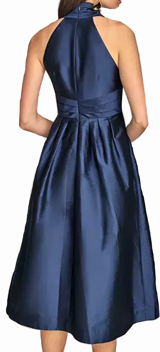 NWT Donna Karan New York A-Line Halter Midi Lined Dress, 10, Taffeta Blue.  $229 | eBay