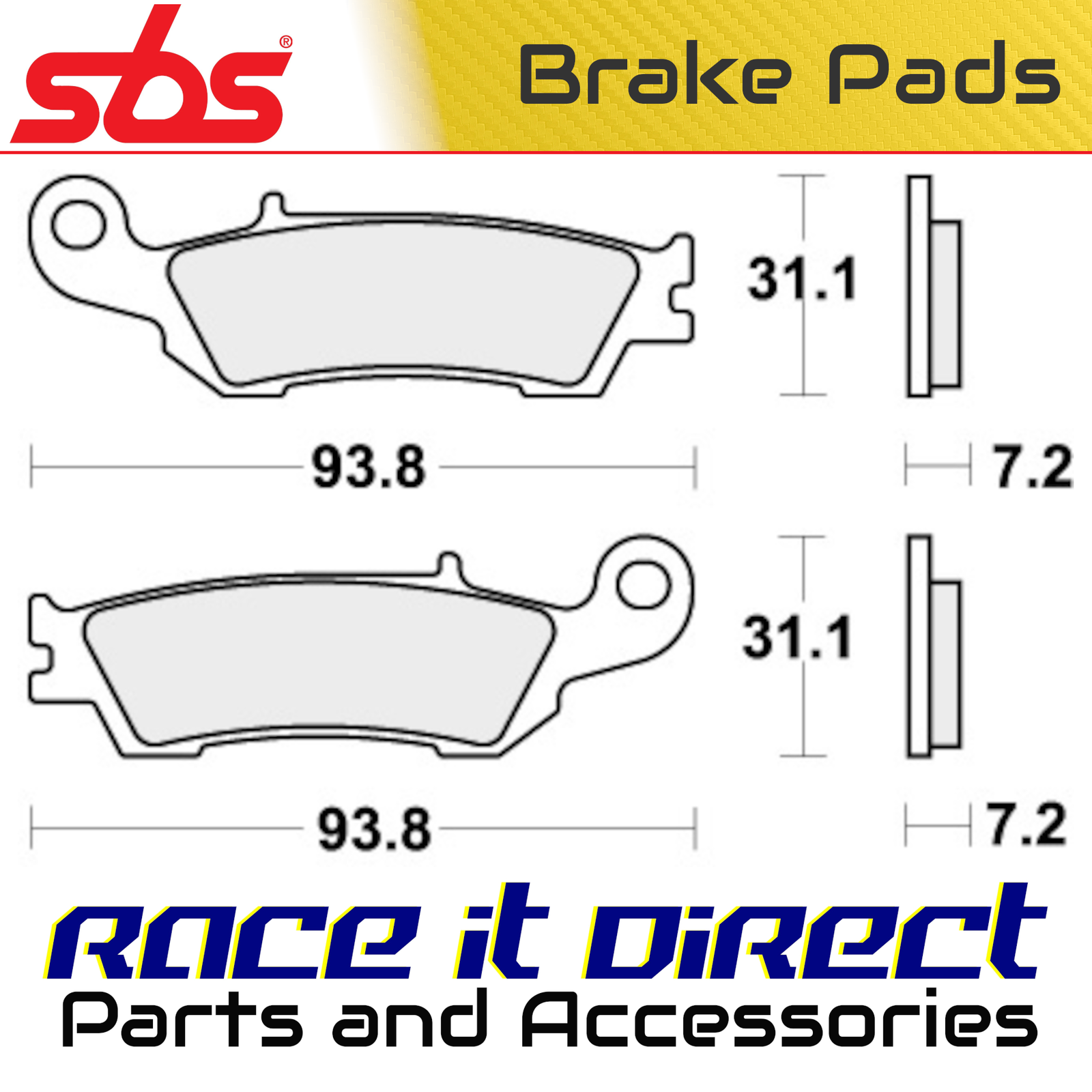 Brake Pads for YAMAHA YZ 250 F 60TH ANNIVERSARY 2016 Front Off Road SBS