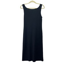 Ralph Lauren Slip Dress Medium Black Tank Scoop Neck Draped Back LBD Stretch