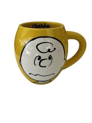 PEANUTS CHARLIE BROWN XL COFFEE MUG CUP YELLOW ''GOOD GRIEF ROUNDED NEW NICE