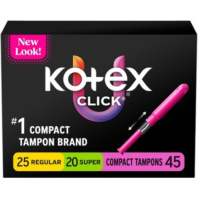 U by Kotex Click Compact Multipack Tampons, Regular/Super, White