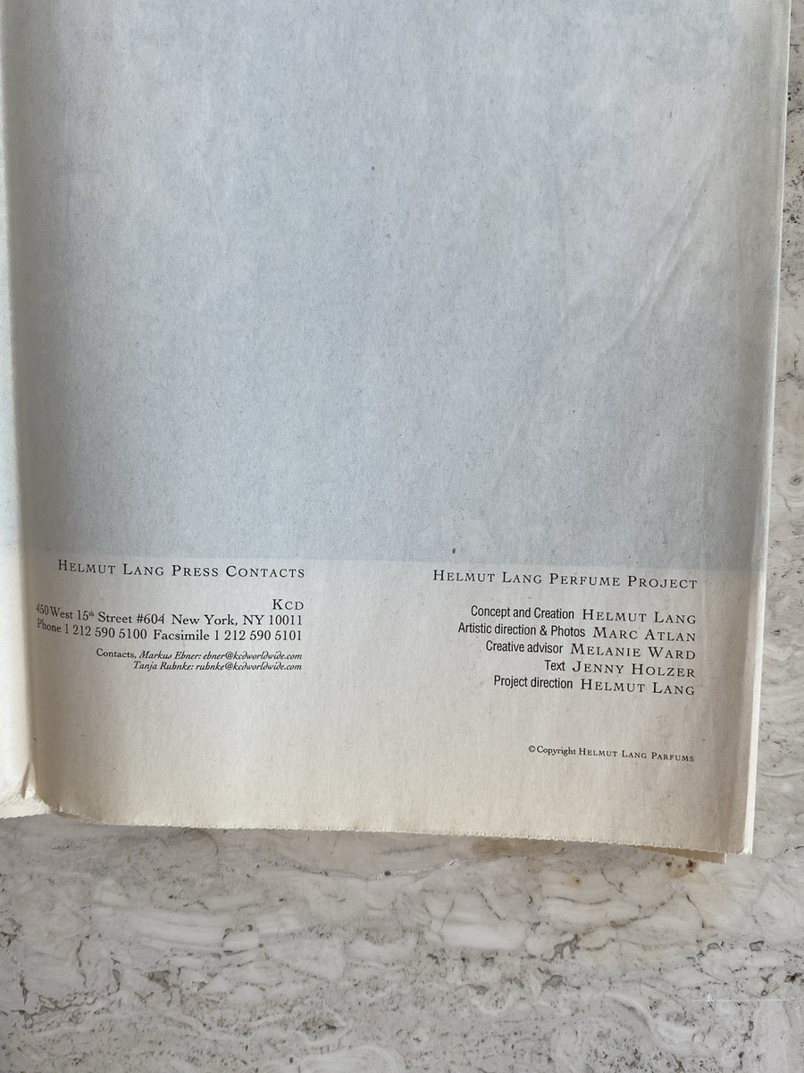 Helmut Lang Jenny Holzer 2000 Art Newspaper Poster Fragrance