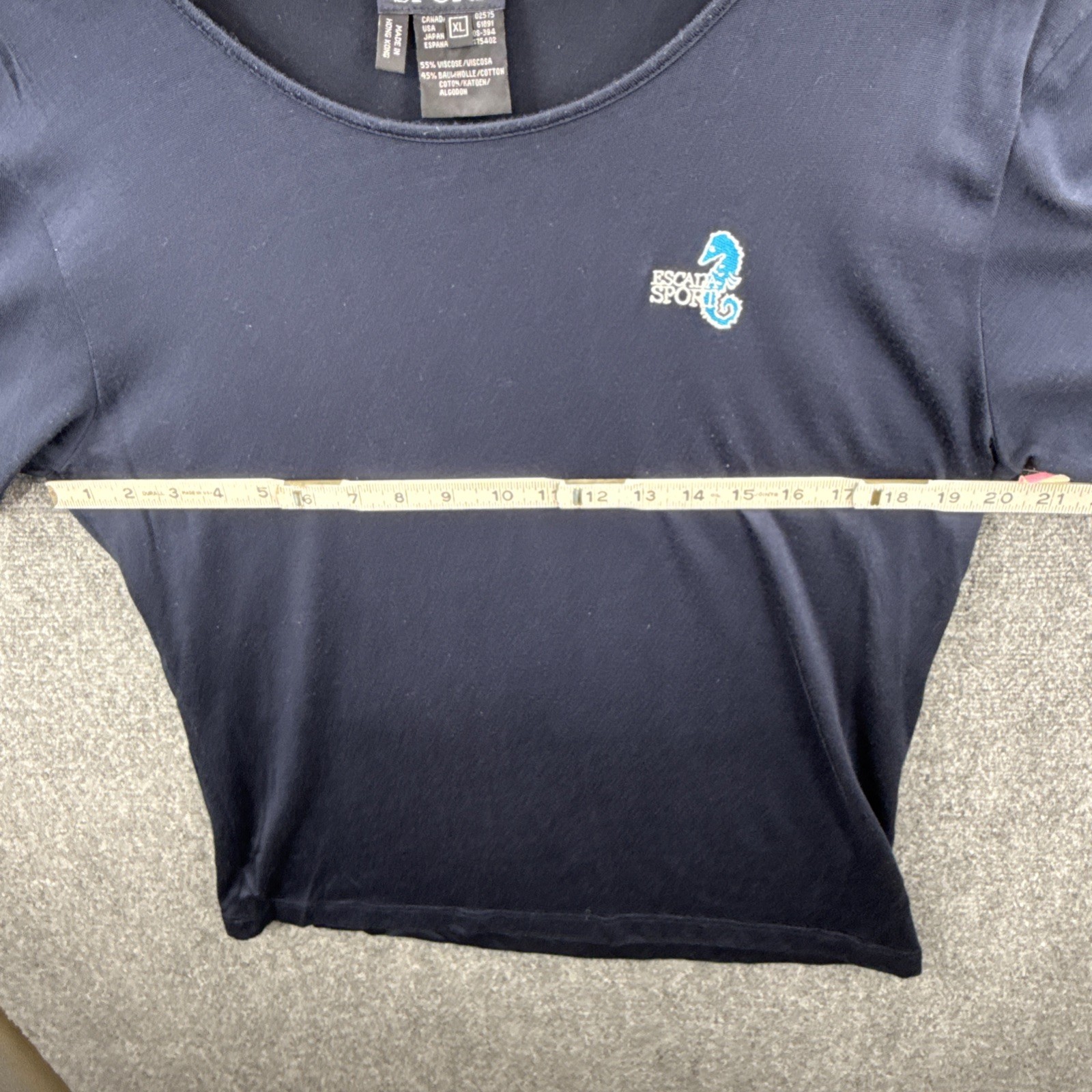 Escada Sport Women’s XL Blue Crew Neck Embroidered Seahorse NWT image 7