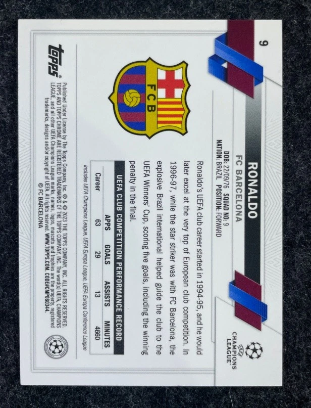 Ronaldo 2022-23 Topps Chrome Sapphire UEFA Image Variation #9 - Image 2 of 2