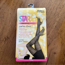 Star Power By Spanx Women Size B Shaping Tights Black Patterned Tiger Stripe NWT