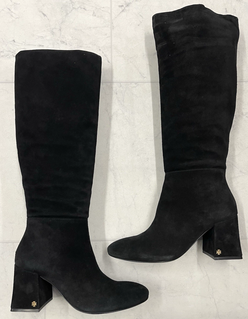 NIB Tory Burch Kira 75MM Knee Suede Boot In Black  Size: 8.5