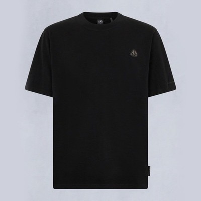 MOOSE KNUCKLES HALBMOND BAUMWOLL-T-SHIRT SCHWARZ 2XL UVP £90 NEU MIT ETIKETT