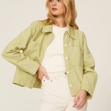 Levi's Janey Check Gingham Jacket Medium Green Plaid