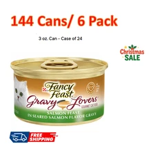 144 Cans/ 6 Pack- Fancy Feast Gravy Lovers Salmon Feast Wet Cat Food 3 oz Can