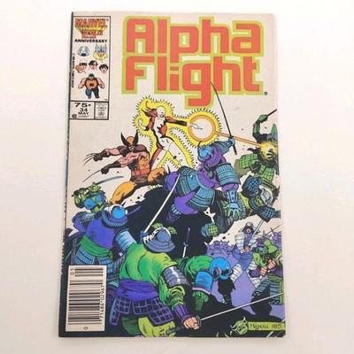 Alpha Flight #34 F/VF Marvel 1985 Newsstand Mignola Cover -Buy 5 Get 1 FREE