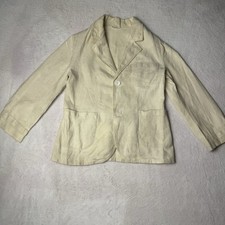 Vtg Peter Pan Kids Blazer Jacket Natural Cream Linen Boy Size 6/7 Button Classic