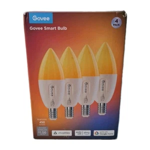 New & Sealed Govee E12 LED Smart Bulb 4 Pack (H600B) 450 Lumen Candelabra Bulbs