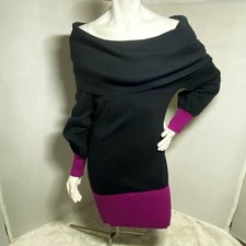 Candies’ Long Sleeve Pullover Grey And Pink Mini  Sweater Dress