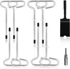 Ice Anchor Tool Kit with Drill Adapter and Threaded Peg Ice Fishing Tent Stakes