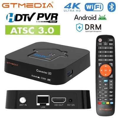 OTA 4K UHD ATSC 3.0 Converter Digital TV Tuner DRM TV Box Free 5 Channels DVR US
