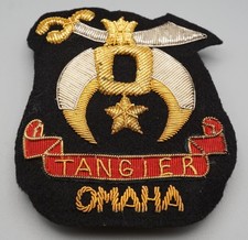 Vintage Shriners Masons Masonic Tangier Omaha Gold & Silver Bullion Patch Badge