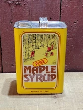 RARE 100% Pure MAPLE SYRUP 1 GALLON METAL TIN CAN Graphic Advertising - VINTAGE