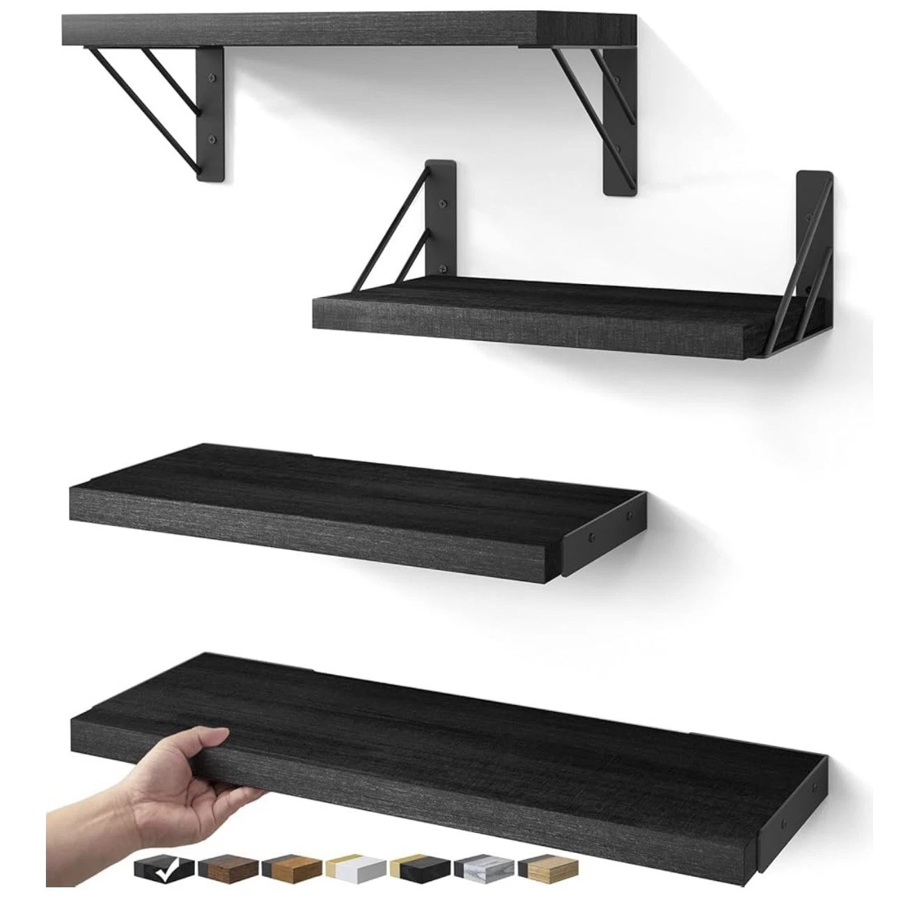 Wall Mounted Floating Shelves, Wood Floating Wall Shelf for Books & Decor