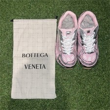 Bottega Veneta Women s Pink/Silver Lace-Up Low Top Sneakers w/ Dust Bag